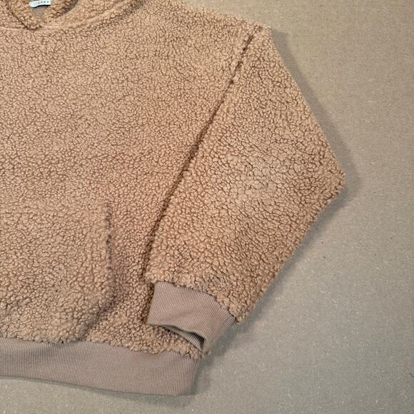 Teddy Bear Fleece Hoodie Lush Women’s Tan Fuzzy Cozy Pullover W/ Pocket Sz M - Picture 5 of 8